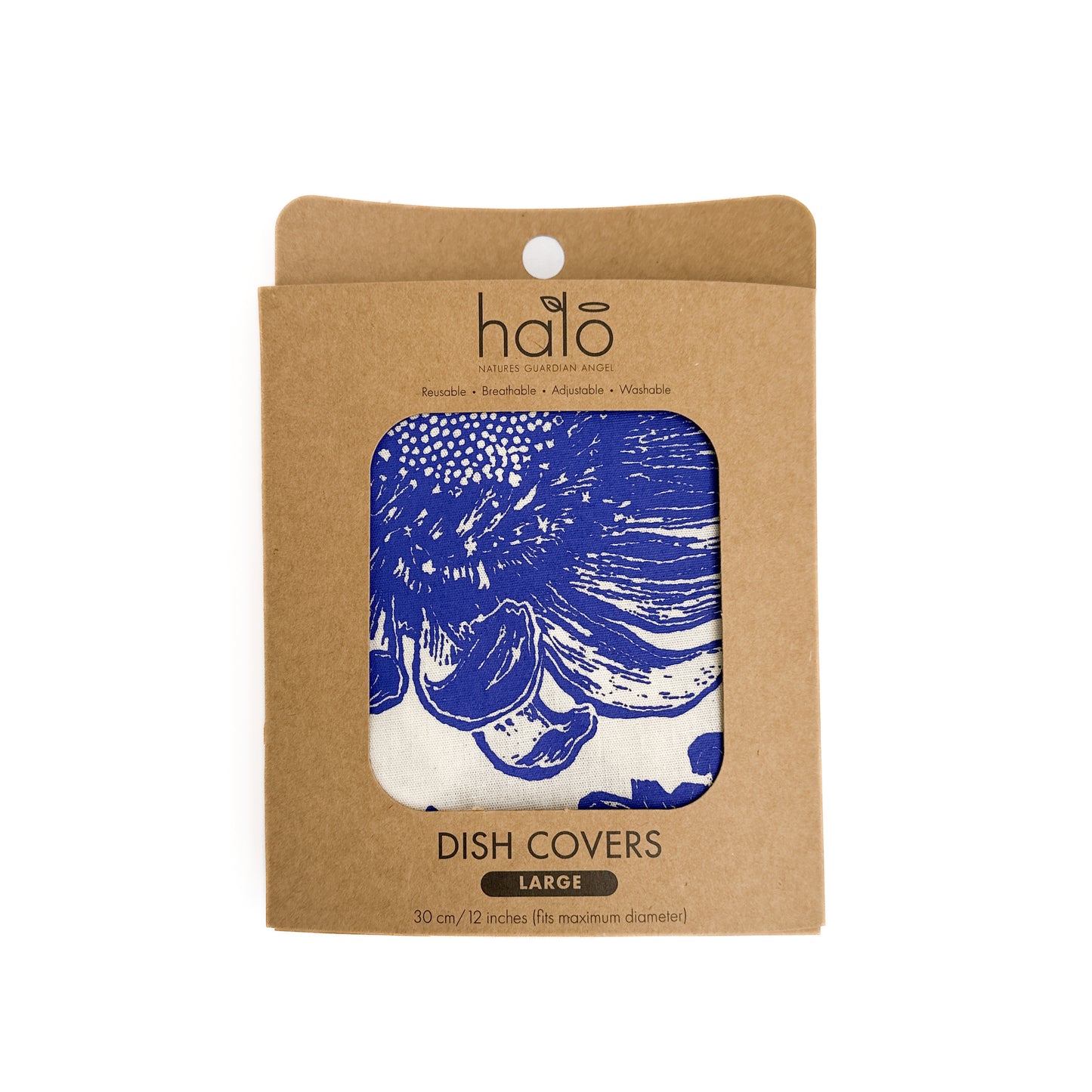 Large Reusable Dish Cover | African Flowers | Midnight Blue