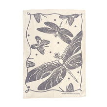 Load image into Gallery viewer, Tea Towel Cotton Butterflies and Dragonflies in Burgundy 16 in x 22 in