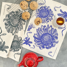 Load image into Gallery viewer, Tea Towel Cotton African Flowers in Navy 16 in x 22 in