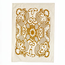 Load image into Gallery viewer, Tea Towel Cotton Paradise in Pearl Gold and Denim 16 in x 22 in