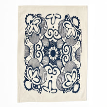 Load image into Gallery viewer, Tea Towel Cotton Paradise in Pearl Gold and Denim 16 in x 22 in