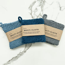 Load image into Gallery viewer, Multi-cloth 3 pack hand knitted cloths colour coded for purpose