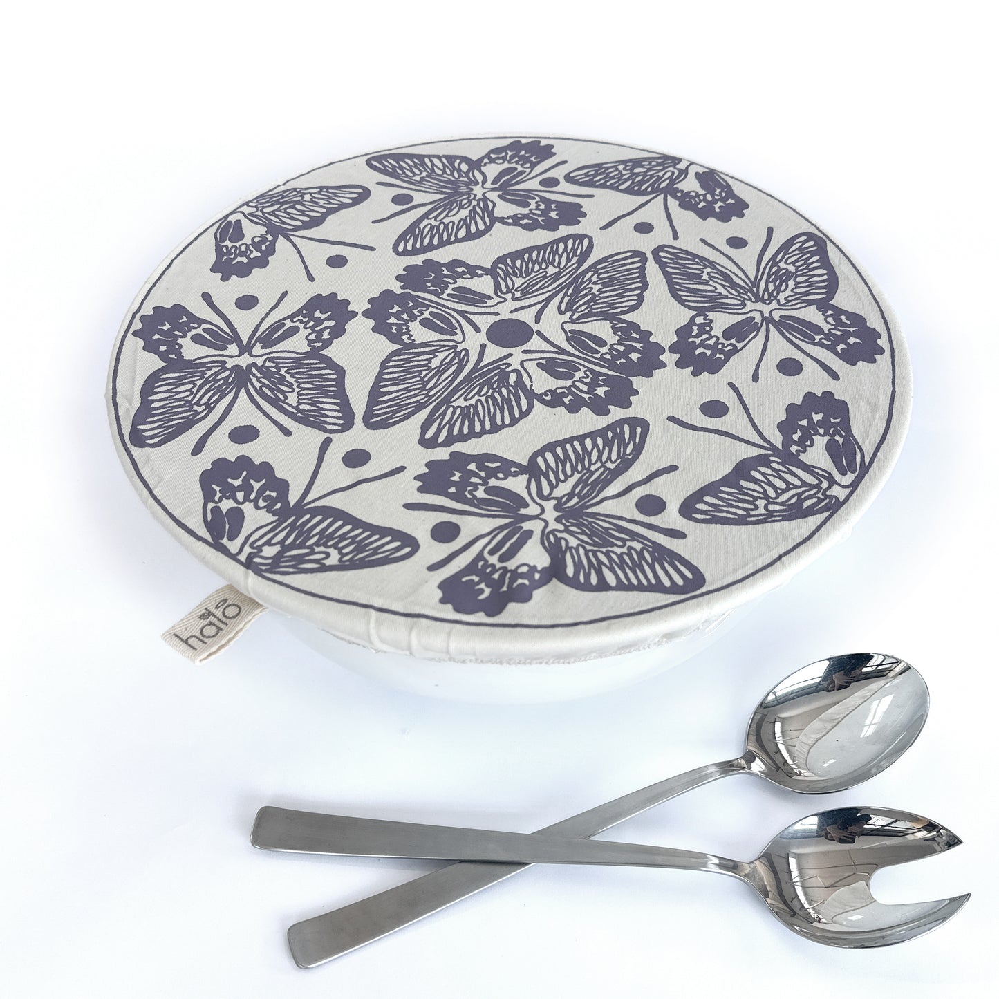 Extra Large Reusable Dish Cover | Butterflies & Dragonflies | Dark Eggplant