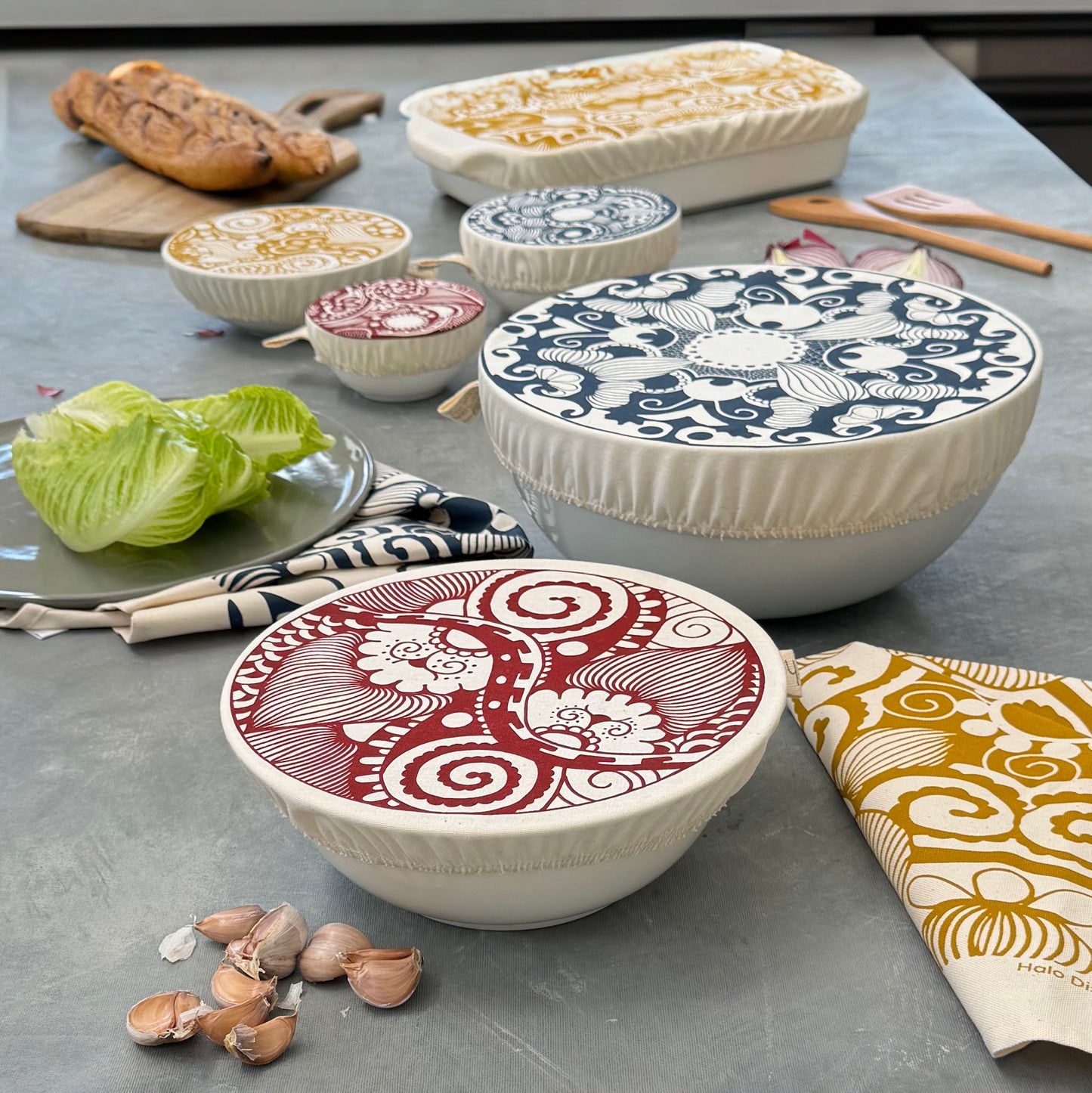 Large Reusable Dish Cover | Paradise | Denim