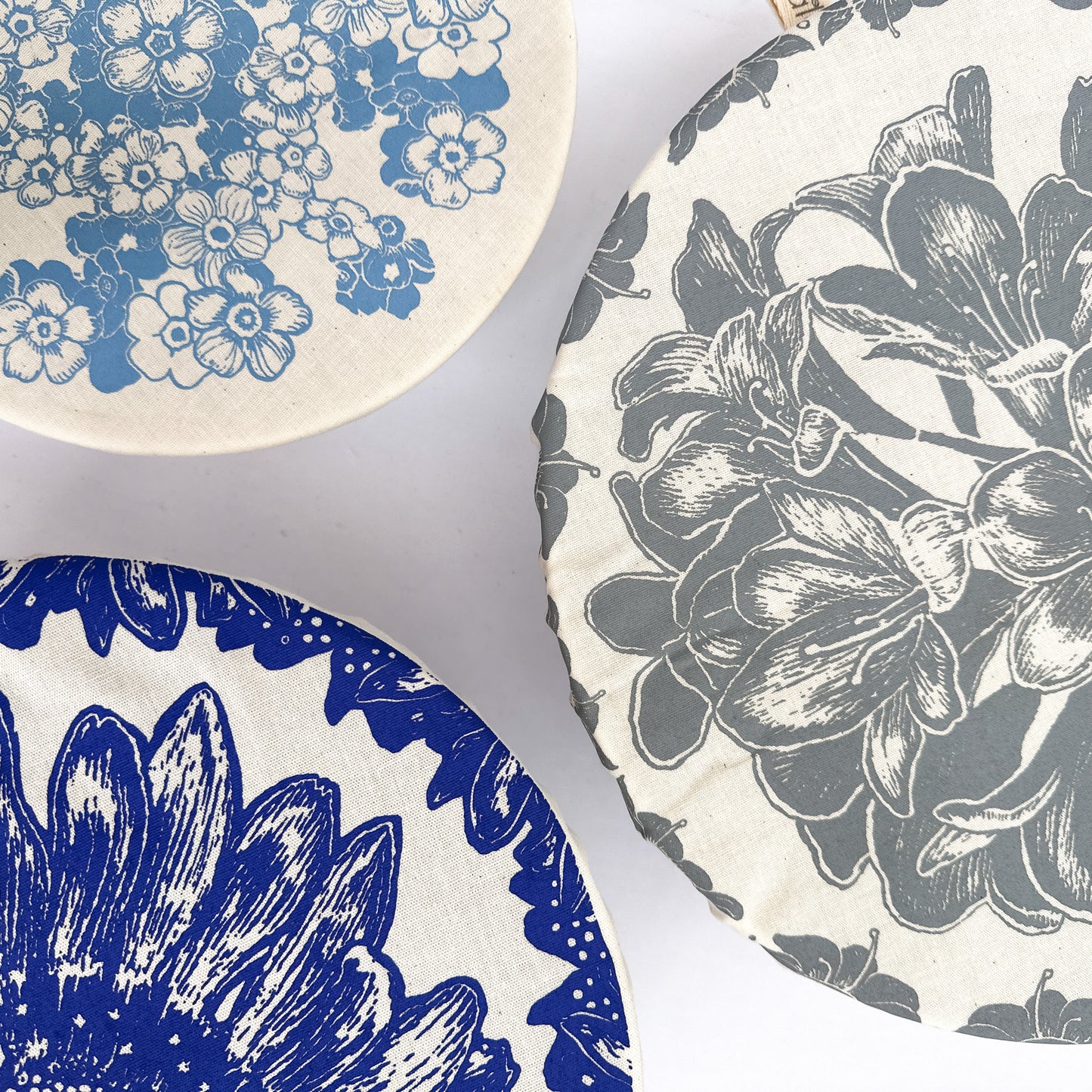 Reusable Dish Cover Set of 3 | African Flowers Blues