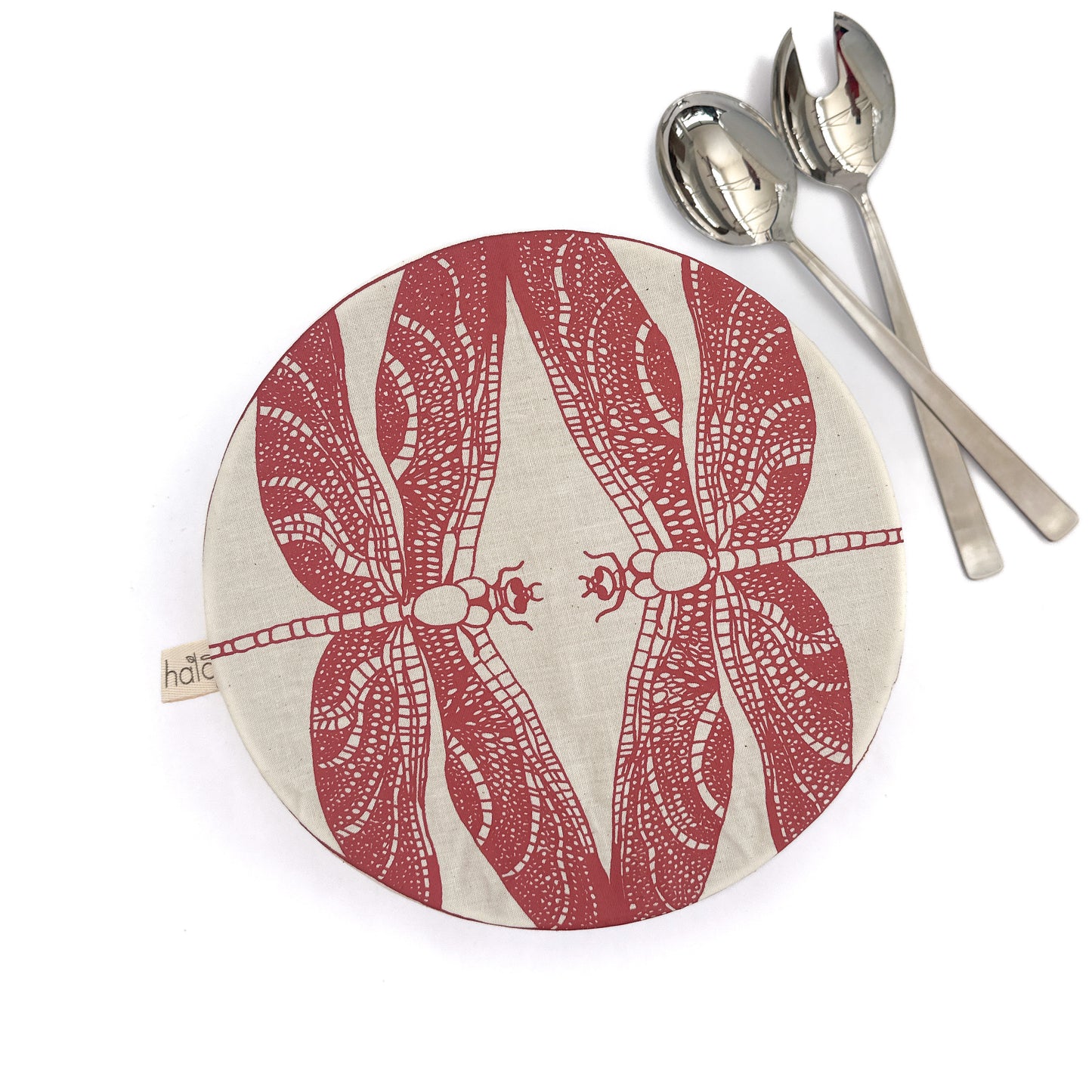 Large Reusable Dish Cover | Butterflies & Dragonflies | Roasted Red