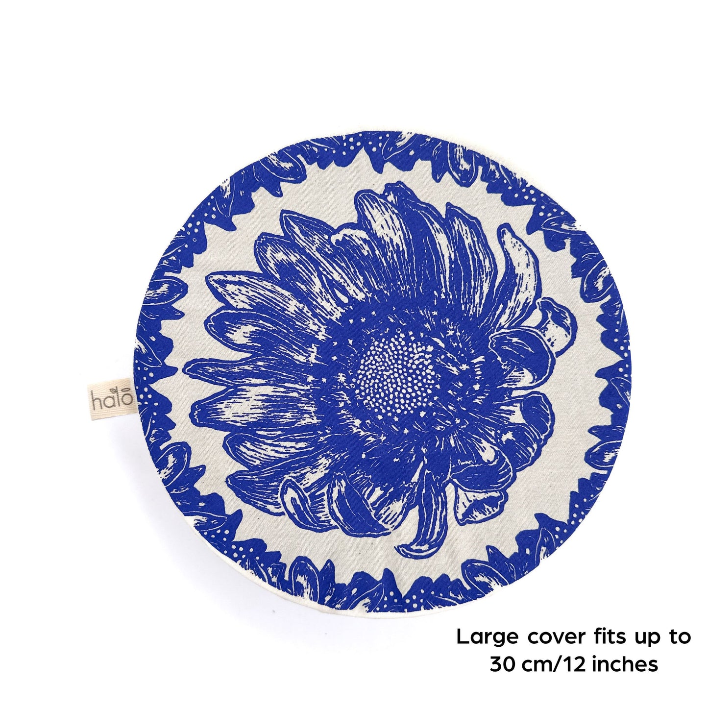Large Reusable Dish Cover | African Flowers | Midnight Blue
