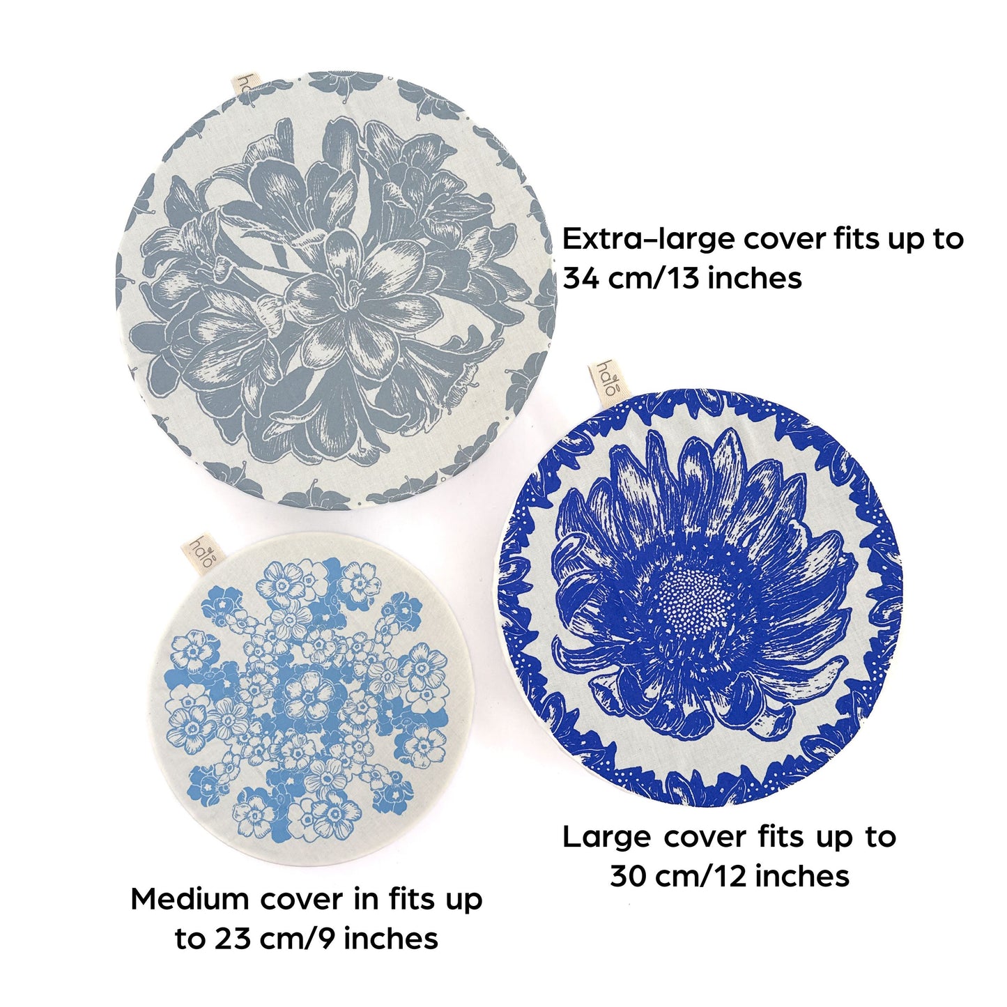 Reusable Dish Cover Set of 3 | African Flowers Blues