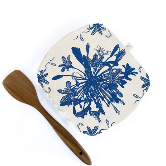 Square Reusable Dish Cover | African Flowers | Lapis