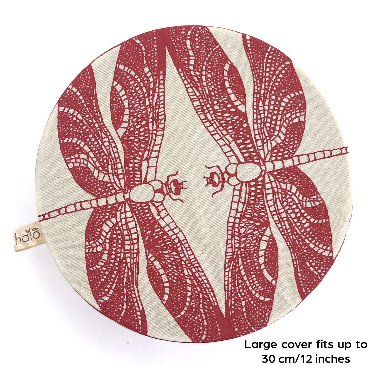 Large Reusable Dish Cover | Butterflies & Dragonflies | Roasted Red