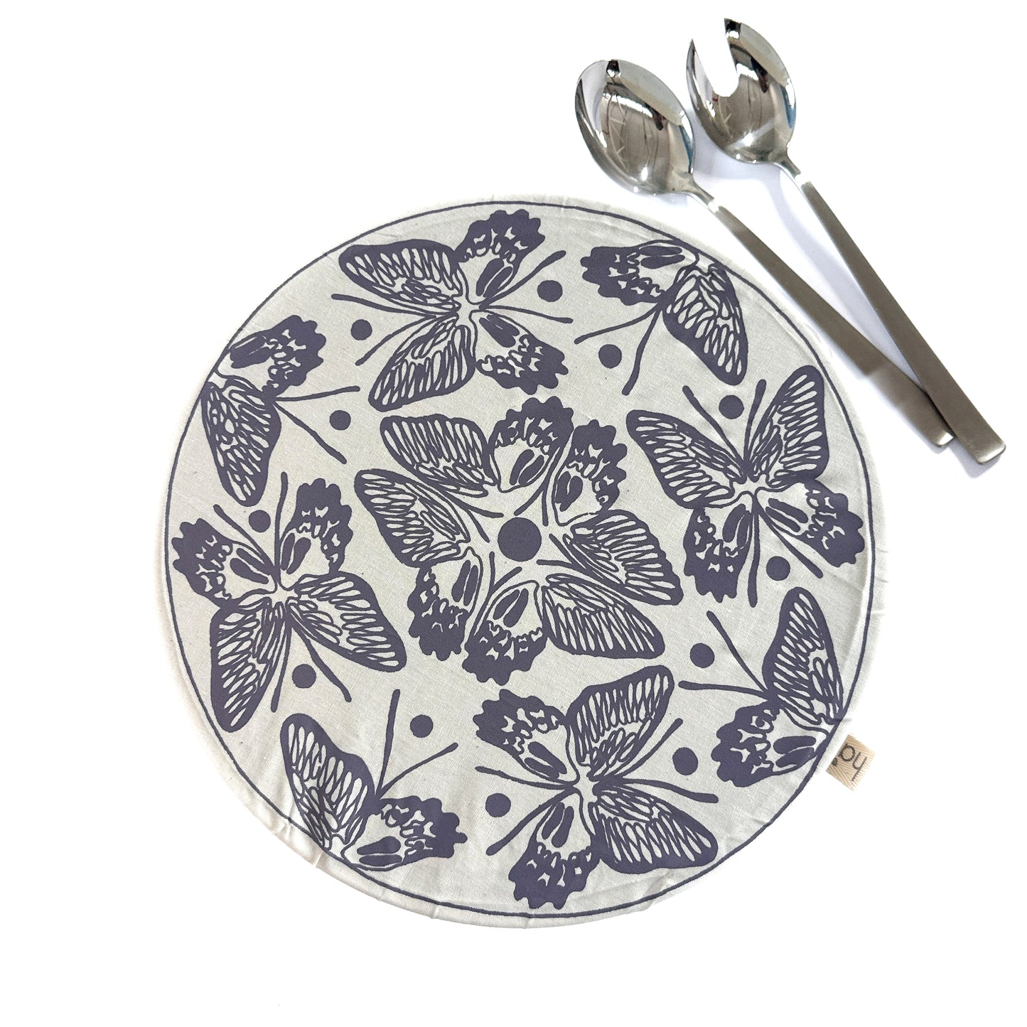 Extra Large Reusable Dish Cover | Butterflies & Dragonflies | Dark Eggplant