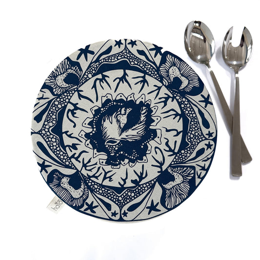 Large Reusable Dish Cover | Starfish | Denim Blue