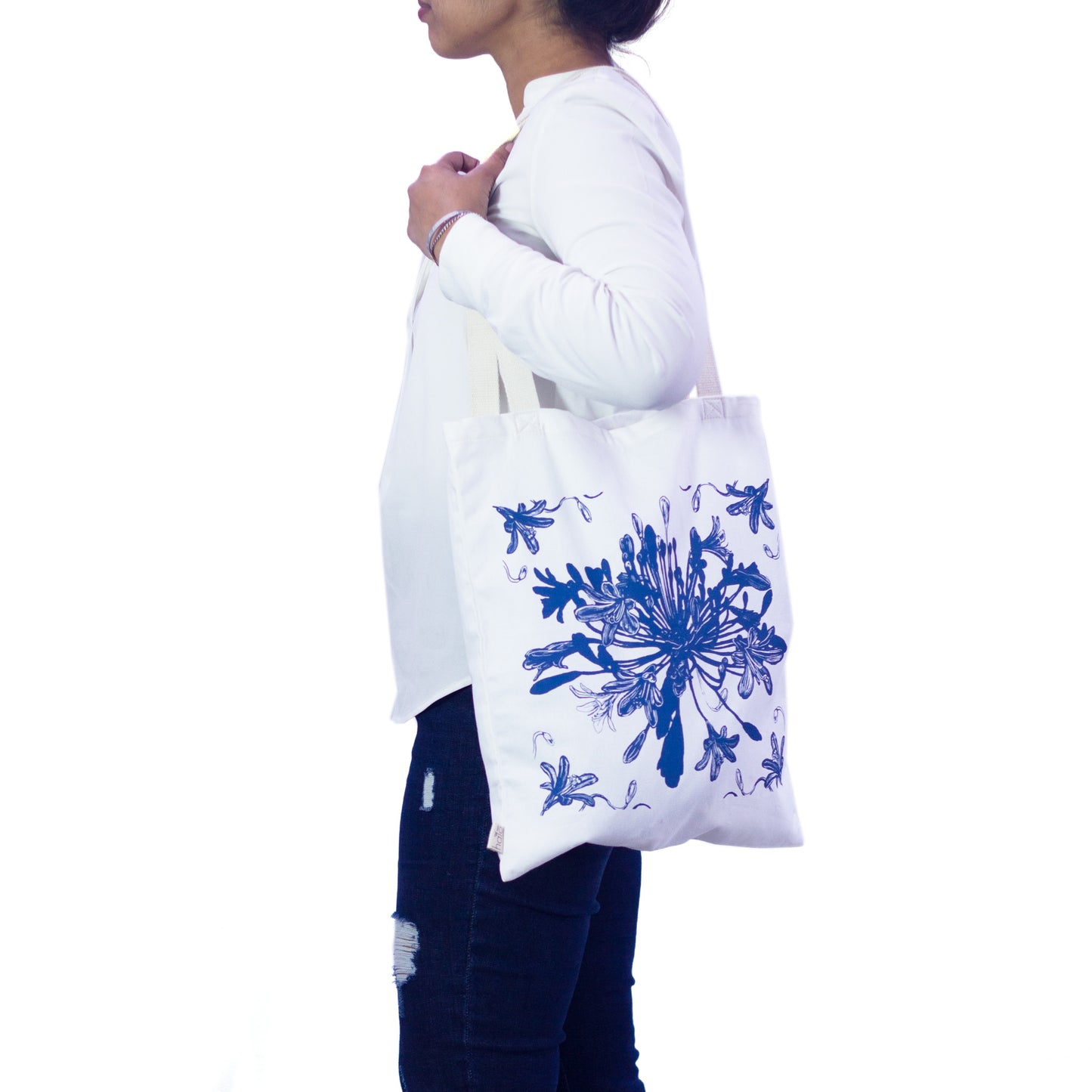 Halo Shopper | African Flowers | Blue & White