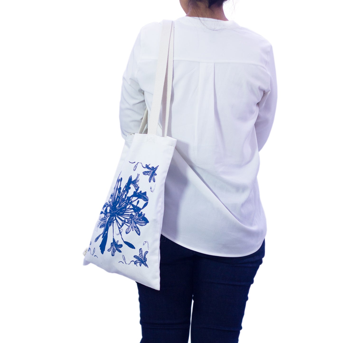 Halo Shopper | African Flowers | Blue & White