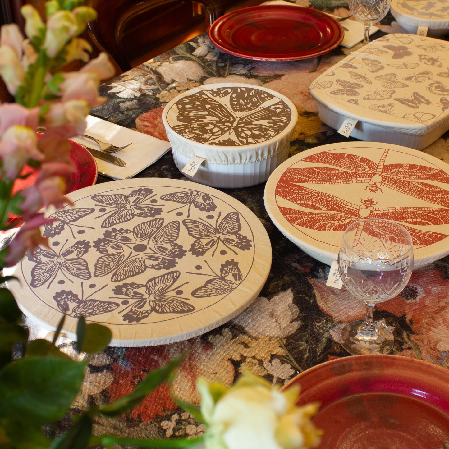 Reusable Dish Cover Set of 3 | Butterflies & Dragonflies