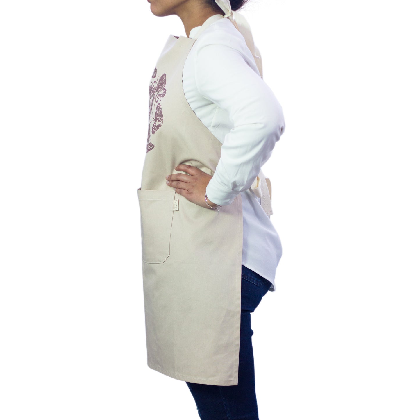 Halo Apron | Butterflies & Dragonflies | Eggplant & Sand