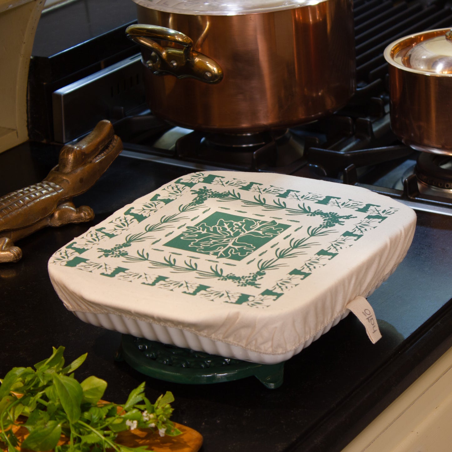 Square Reusable Dish Cover | Herbs | Pine