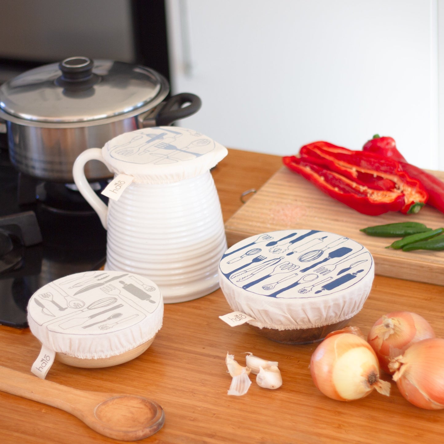 Reusable Dish Cover Set of 3 | Small Sizes | Utensils Blues