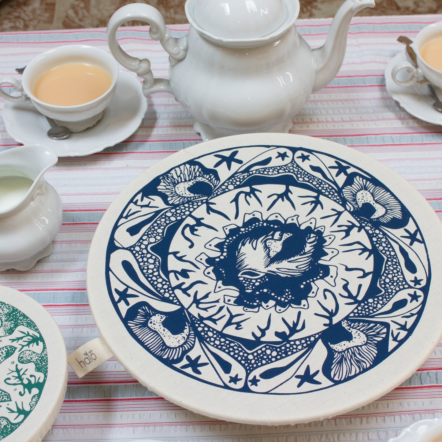 Large Reusable Dish Cover | Starfish | Denim Blue