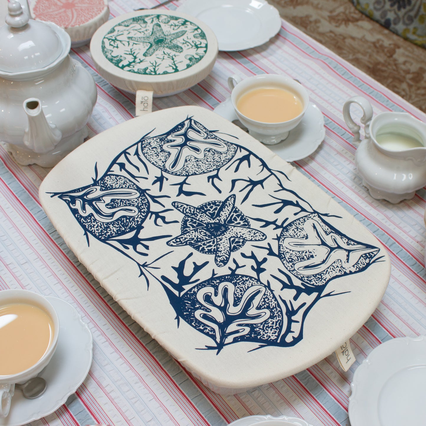 Rectangle Reusable Dish Cover | Starfish | Denim Blue