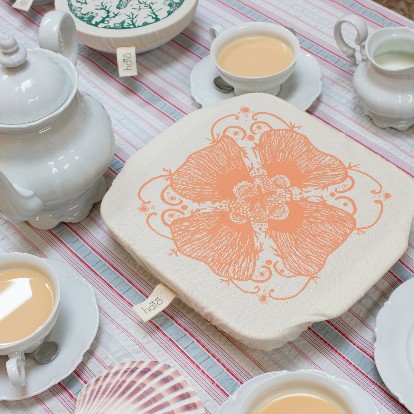 Square Reusable Dish Cover | Starfish | Peach