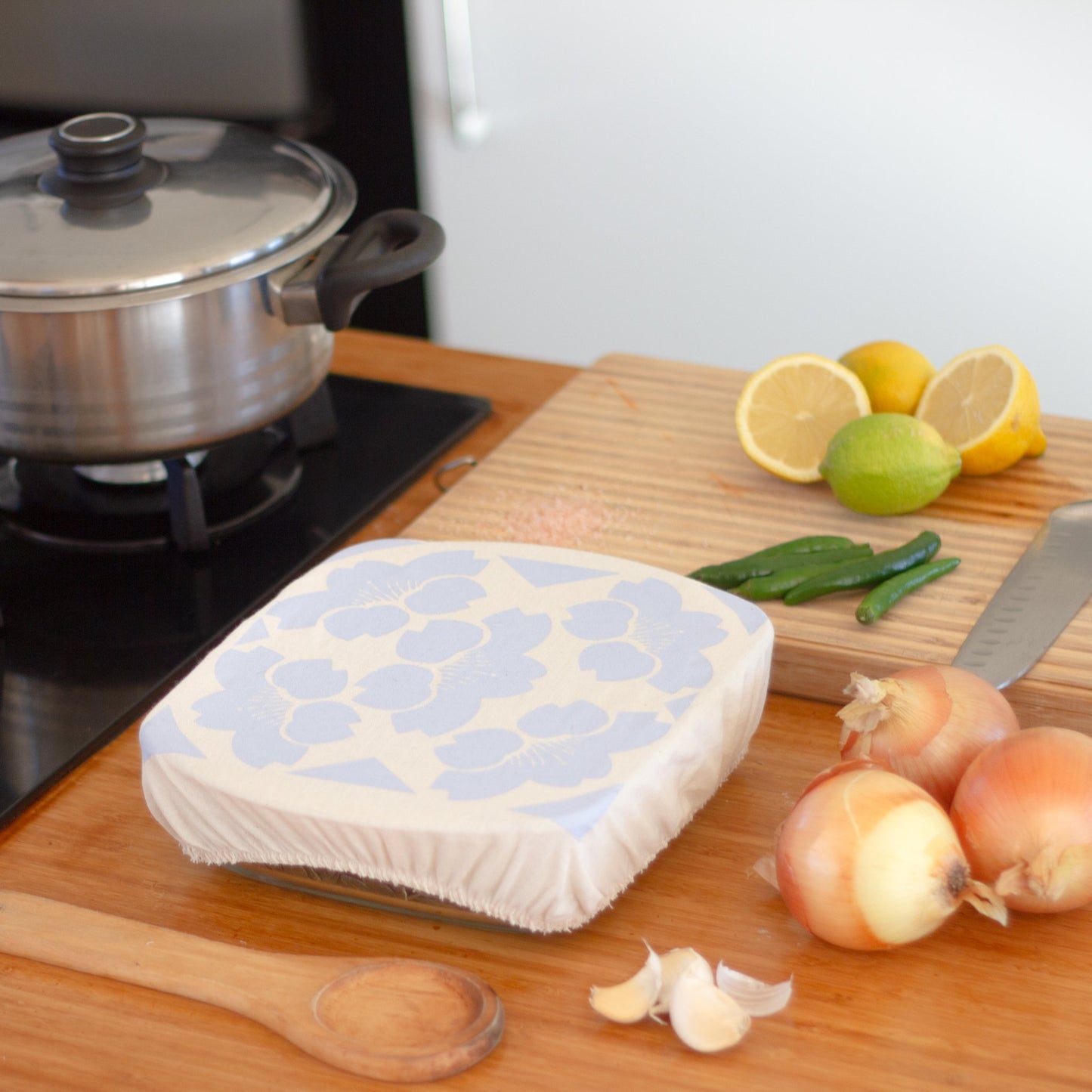 Square Reusable Dish Cover | Edible Flowers | Blue Violet